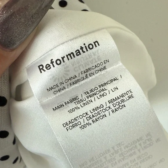 REFORMATION Malvina Linen Polka Dot Mini Dress - Picture 14 of 14